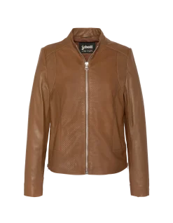 Blouson ajouré marron, cuir d’agneau - MARRON