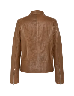 Blouson ajouré marron, cuir d’agneau - MARRON