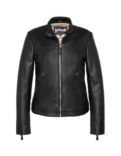 Blouson biker noir, cuir d'agneau - NOIR