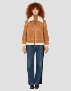 Blouson bombardier ambre, mouton double face - AMBRE