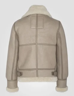 Blouson bombardier B-3 beige clair, cuir de mouton - BEIGE CLAIR
