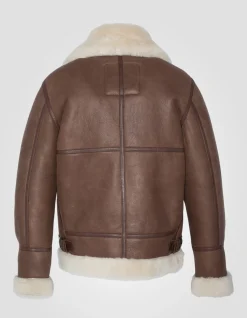 Blouson bombardier B-3 cognac, cuir de mouton, grande taille - COGNAC