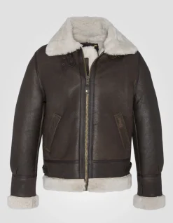 Blouson bombardier B-3 marron, cuir de mouton, grande taille - MARRON