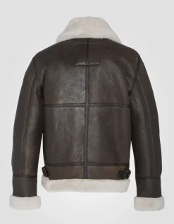 Blouson bombardier B-3 marron, cuir de mouton, grande taille - MARRON