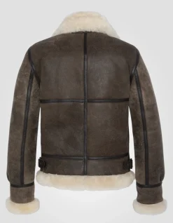 Blouson bombardier B-3 marron foncé, cuir de mouton - MARRON FONCÉ