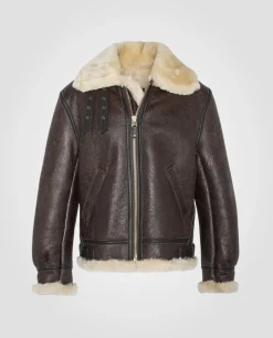 Blouson bombardier B-3 marron mythique USA, cuir de mouton - MARRON