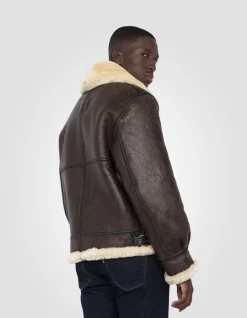 Blouson bombardier B-3 marron mythique USA, cuir de mouton - MARRON