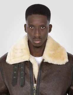 Blouson bombardier B-3 marron mythique USA, cuir de mouton - MARRON