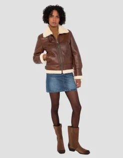 Blouson bombardier B-3 moka, cuir de mouton - MOKA