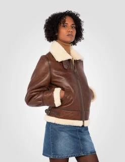 Blouson bombardier B-3 moka, cuir de mouton - MOKA