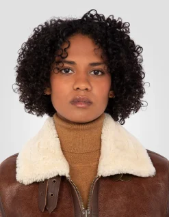 Blouson bombardier B-3 moka, cuir de mouton - MOKA