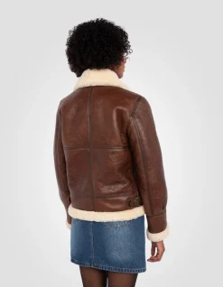 Blouson bombardier B-3 moka, cuir de mouton - MOKA