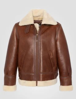 Blouson bombardier B-3 moka, cuir de mouton, grande taille - MOKA