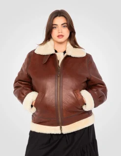 Blouson bombardier B-3 moka, cuir de mouton, grande taille - MOKA