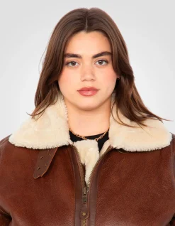 Blouson bombardier B-3 moka, cuir de mouton, grande taille - MOKA