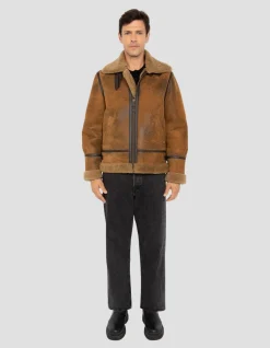 Blouson bombardier B-3 moutarde, cuir de mouton - MOUTARDE