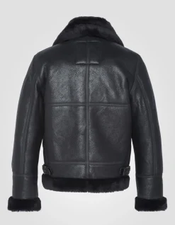 Blouson bombardier B-3 noir, cuir de mouton, grande taille - NOIR