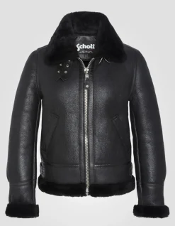Blouson bombardier B-3 noir, cuir de mouton - NOIR