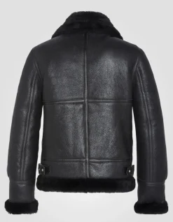 Blouson bombardier B-3 noir, cuir de mouton - NOIR