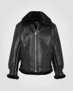 Blouson bombardier B-3 noir mythique USA, cuir de mouton - NOIR