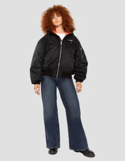 Blouson bomber noir type N2B à capuche avec sac à dos intégré - NOIR