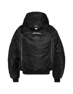 Blouson bomber noir type N2B à capuche avec sac à dos intégré - NOIR