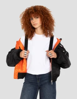 Blouson bomber noir type N2B à capuche avec sac à dos intégré - NOIR