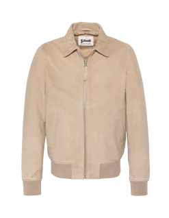 Blouson casual beige, chèvre velours - BEIGE