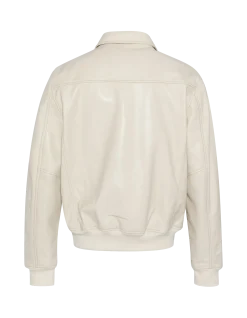 Blouson casual léger blanc, cuir de vachette - BLANC CASSÉ