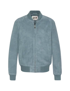 Blouson casual léger bleu ciel, cuir de chèvre - BLEU CIEL