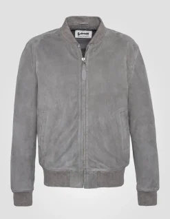 Blouson casual léger gris clair, cuir de chèvre - GRIS CLAIR