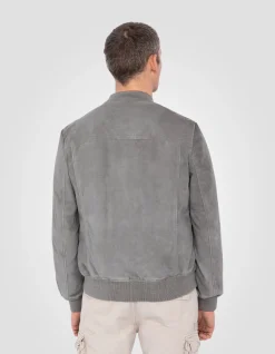 Blouson casual léger gris clair, cuir de chèvre - GRIS CLAIR