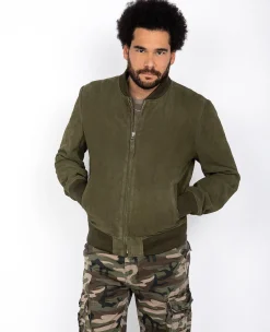 Blouson casual léger kaki, cuir de chèvre - KAKI