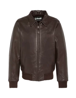 Blouson casual léger marron, cuir de vachette - MARRON