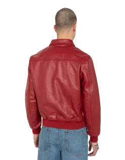 Blouson casual léger rouge, cuir de vachette - ROUGE