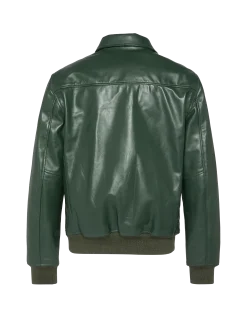 Blouson casual léger vert, cuir de vachette - VERT