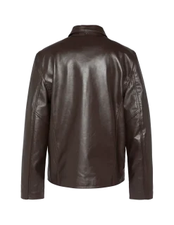 Blouson casual marron clair, cuir de vachette - MARRON CLAIR