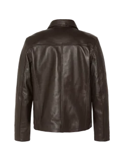 Blouson casual marron, cuir d'agneau - MARRON