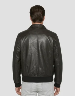 Blouson casual marron, cuir d'agneau - MARRON