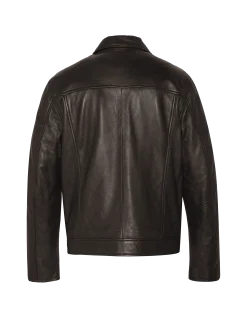 Blouson casual marron, cuir d'agneau - MARRON