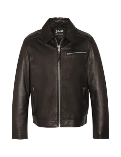 Blouson casual marron, cuir d'agneau - MARRON