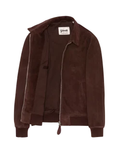 Blouson casual marron foncé, chèvre velours - MARRON FONCÉ