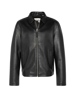 Blouson casual noir, cuir d'agneau - NOIR