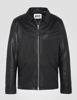 Blouson casual noir, cuir de vachette - NOIR