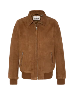 Blouson casual rouille avec col mouton amovible, chèvre velours - ROUILLE