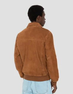 Blouson casual rouille, chèvre velours - ROUILLE