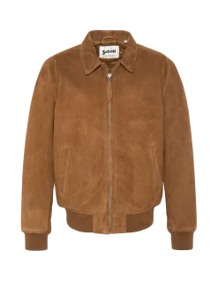 Blouson casual rouille, cuir de chèvre velours - ROUILLE