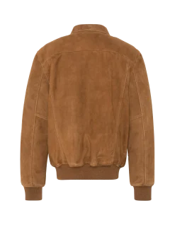 Blouson casual rouille, cuir de chèvre velours - ROUILLE