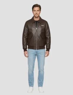 Blouson CWU marron, cuir d'agneau - MARRON