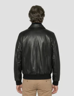 Blouson CWU noir, cuir d'agneau - NOIR